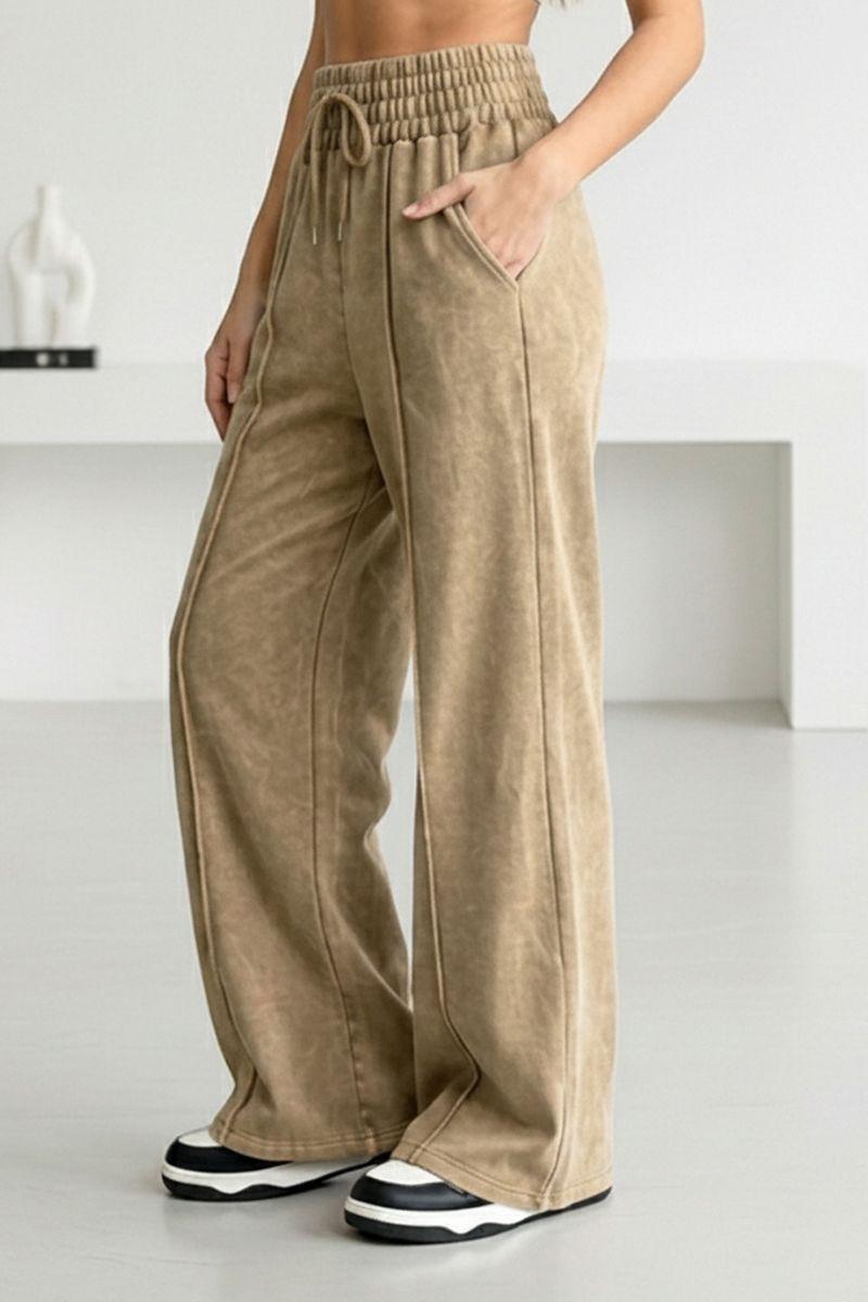 Pantalón Buzo Pre Lavado Verano Palazzo 100% Algodón Elasticados Wide Leg-6