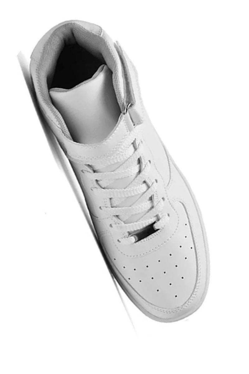 Zapatillas Deportivas Mujer Blancas Caña Alta  Eco Cuero-1