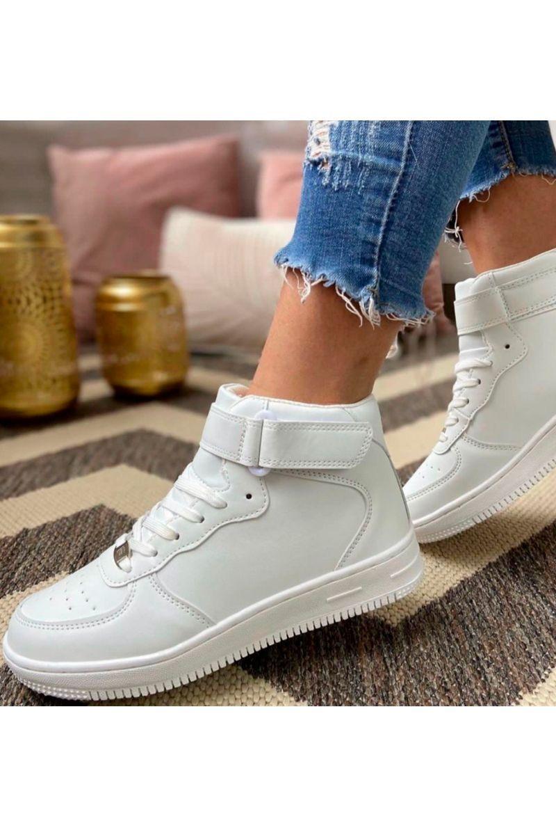 Zapatillas Deportivas Mujer Blancas Caña Alta  Eco Cuero-5