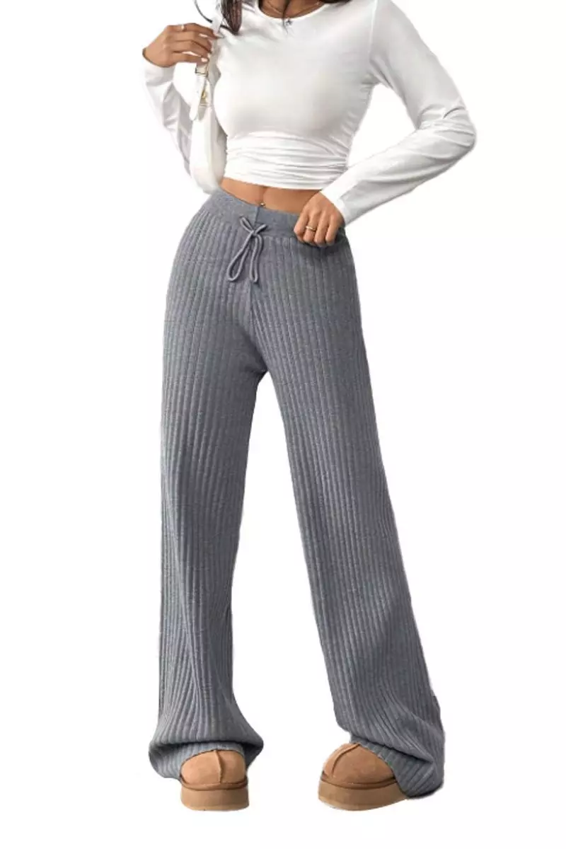 Pantalón Forrado Chiporro Lanilla Tejido Palazzo Elasticados Wide Leg Oversize-4