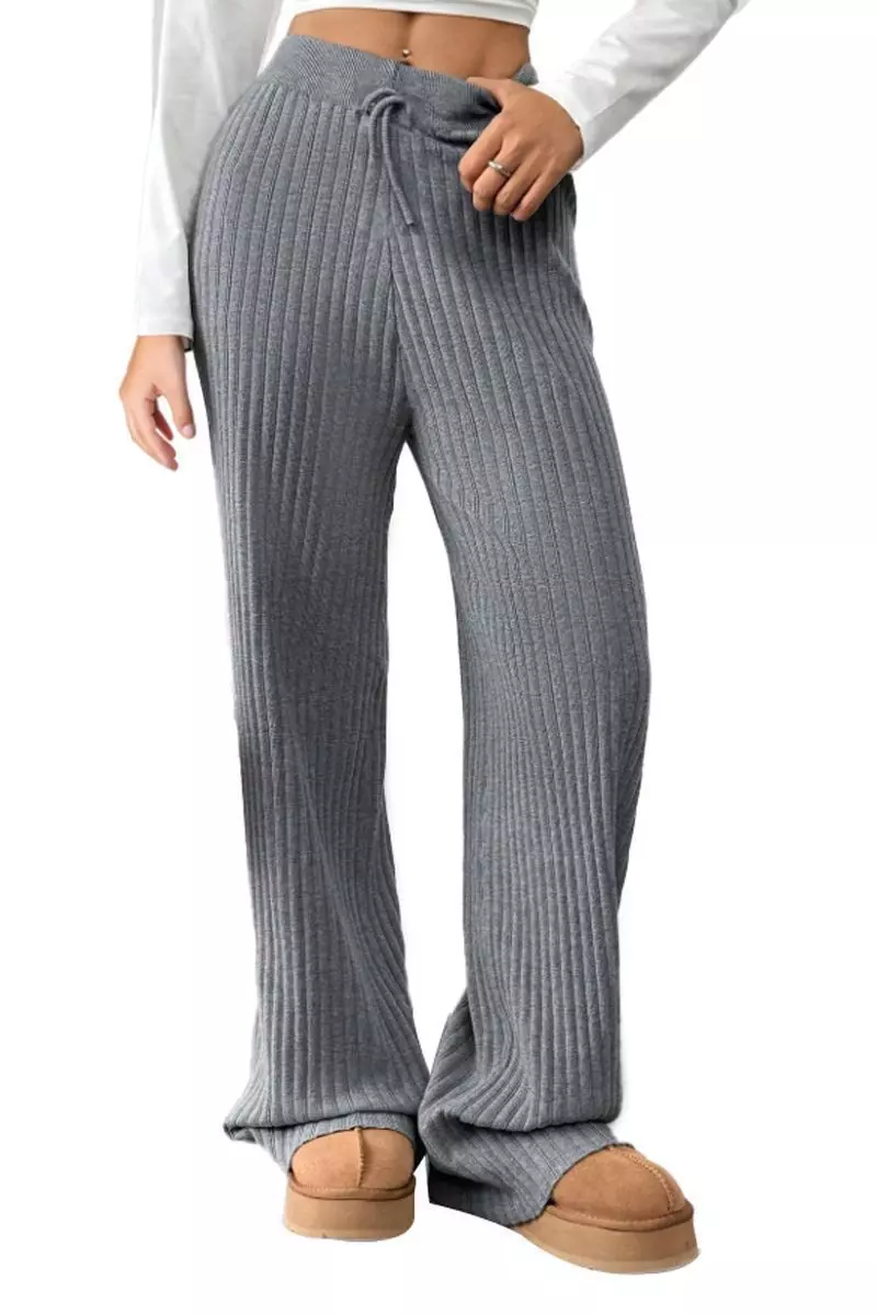 Pantalón Forrado Chiporro Lanilla Tejido Palazzo Elasticados Wide Leg Oversize-5