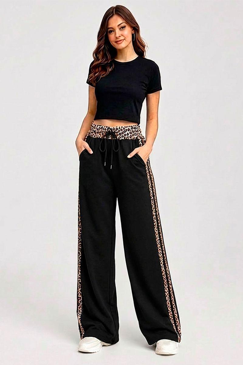 Pantalón Palazzo Buzo Algodón Animal Print Oversize Elasticados Wide Leg-2