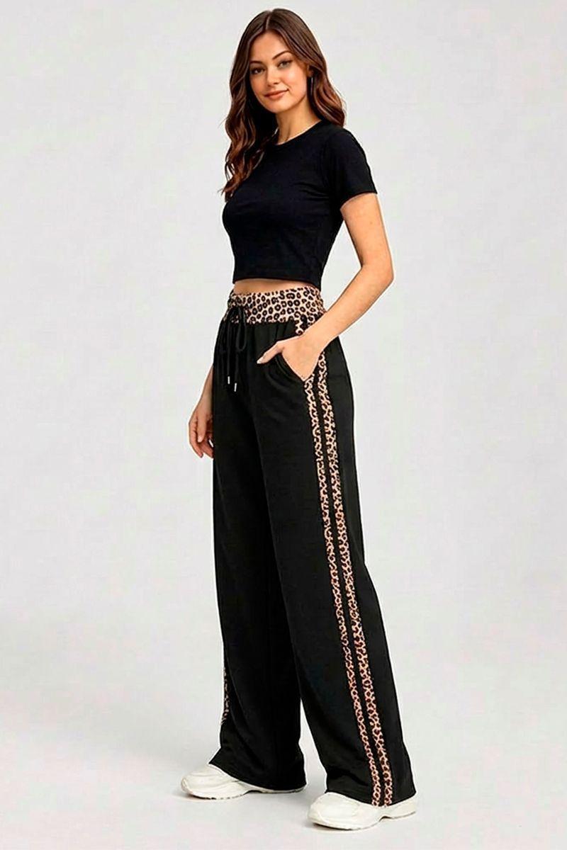 Pantalón Palazzo Buzo Algodón Animal Print Oversize Elasticados Wide Leg-4