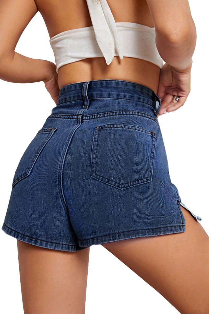 Falda Short Jeans Mezclilla Full Elasticada Tiro Alto - Pretina Alta-4