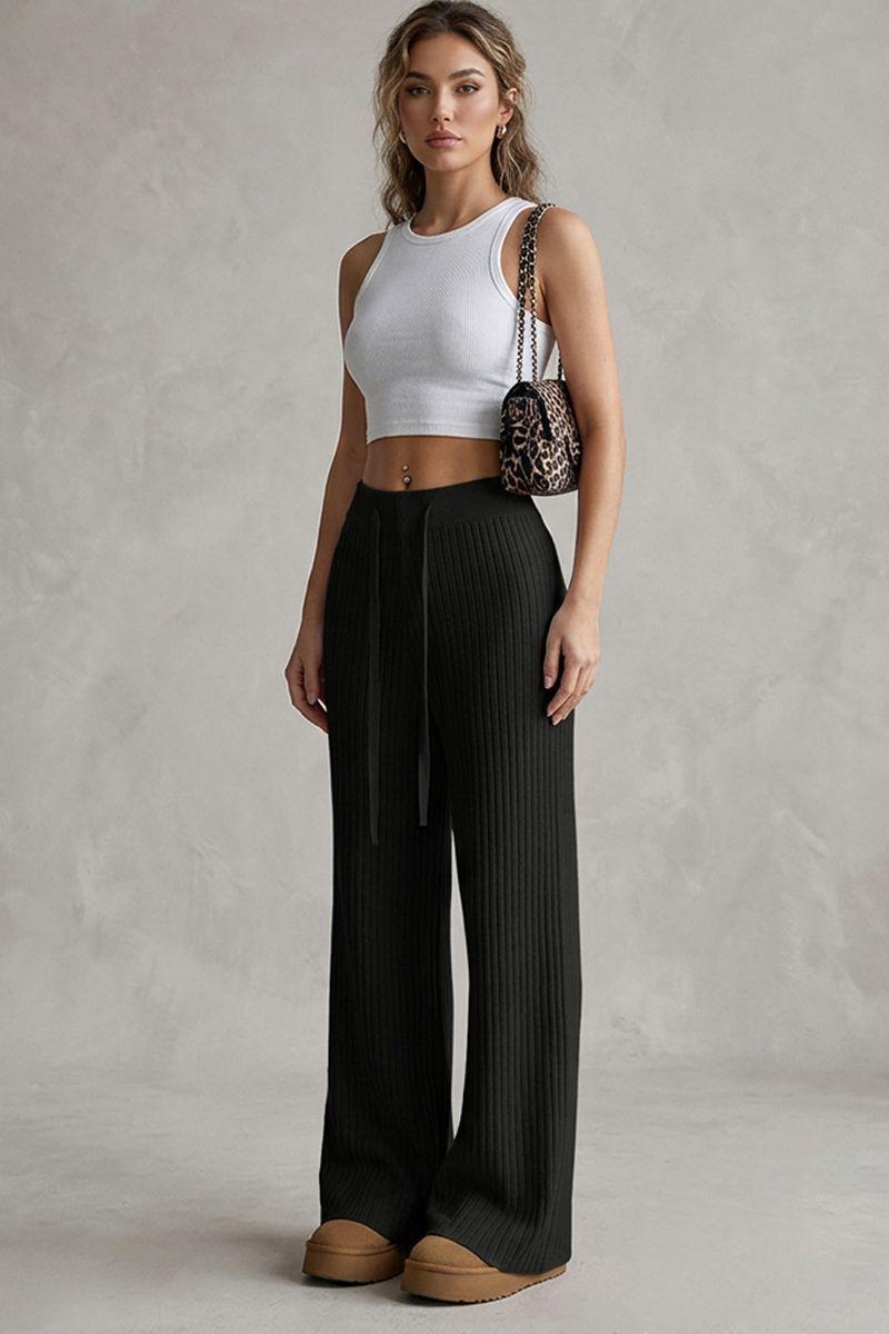 Pantalón Forrado Chiporro Lanilla Tejido Palazzo Elasticado Wideleg-3