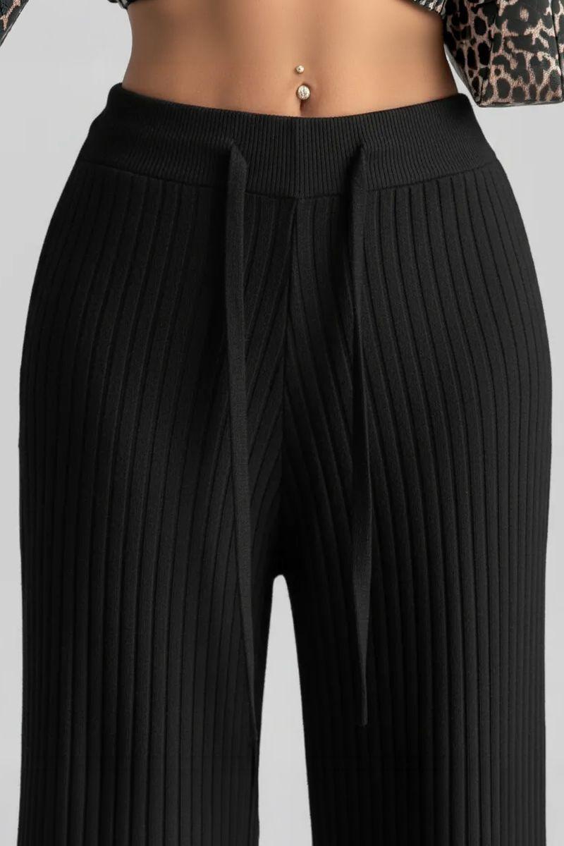 Pantalón Forrado Chiporro Lanilla Tejido Palazzo Elasticado Wideleg-4