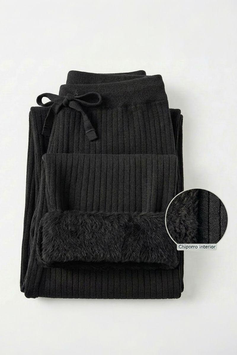 Pantalón Forrado Chiporro Lanilla Tejido Palazzo Elasticado Wideleg-8