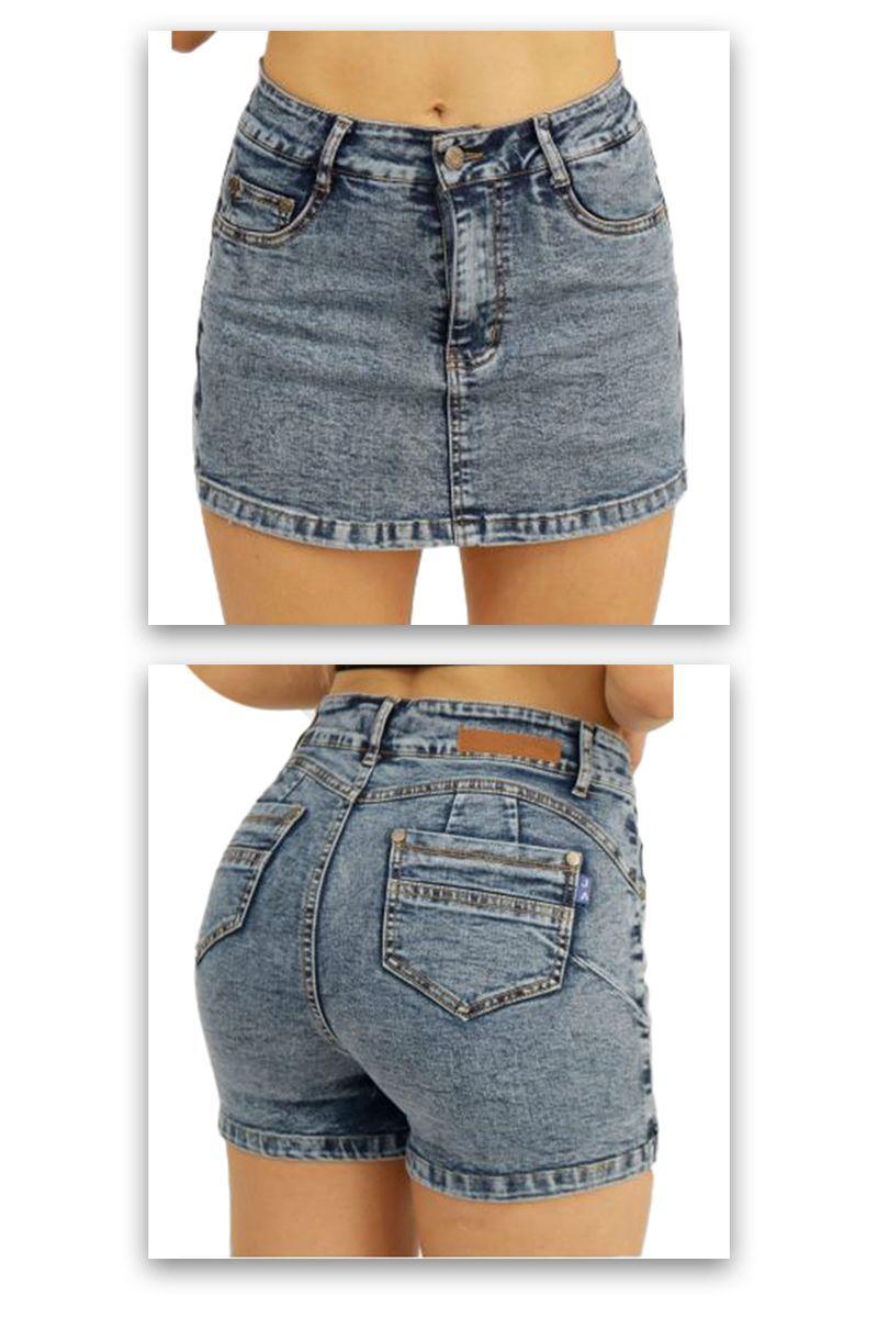Falda Short Full Push Up Levanta Cola Corte Colombiano Escultor-4
