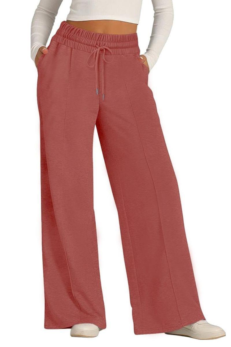 Pantalón Buzo Algodón Palazzo Elasticados Wide Leg Tiro Alto Oversize-3
