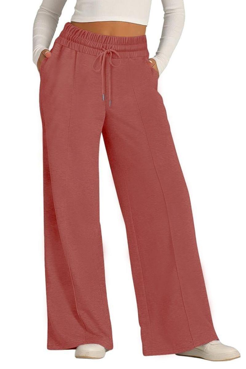 Pantalón Buzo Algodón Palazzo Elasticados Wide Leg Tiro Alto Oversize-3
