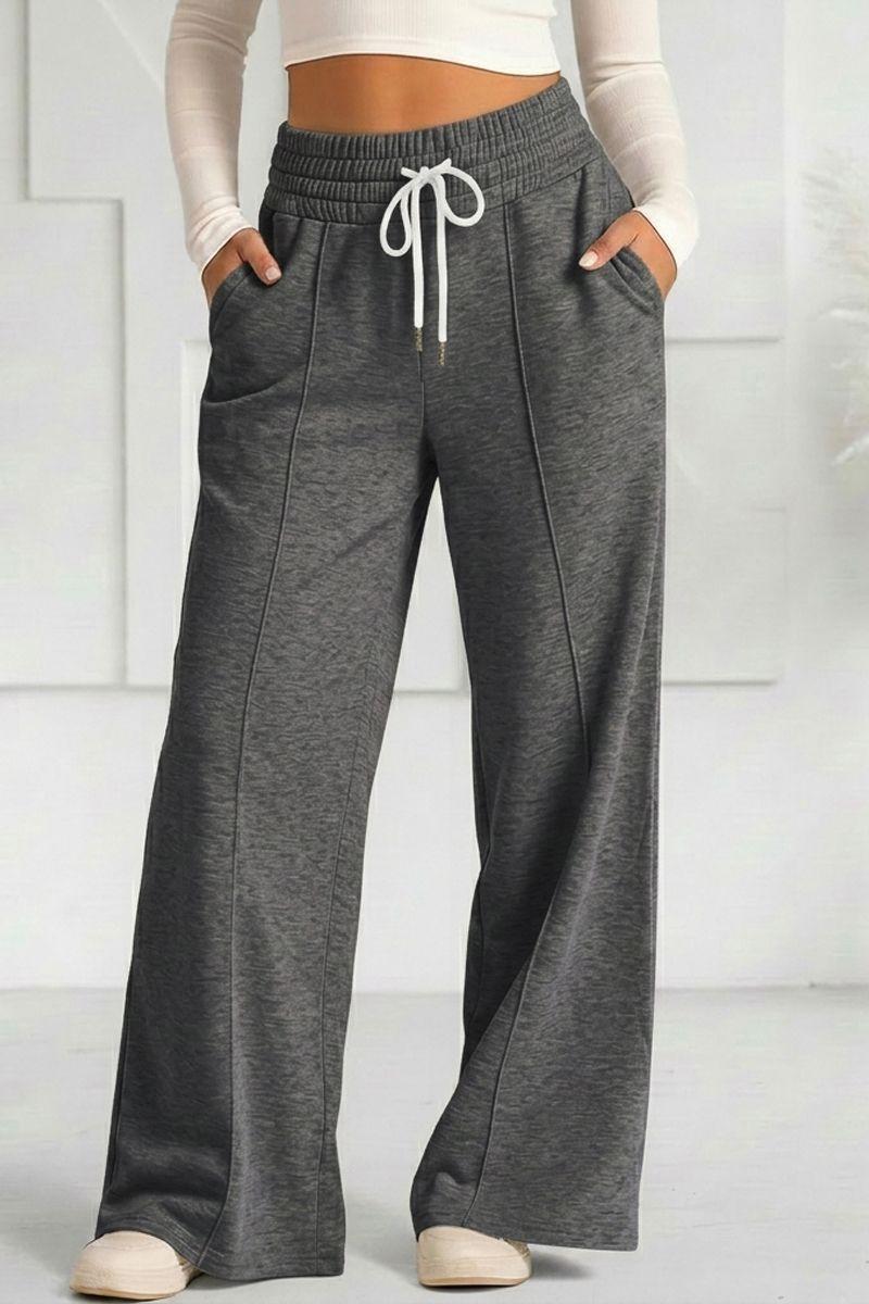 Pantalón Buzo Algodón Palazzo Elasticados Wide Leg Tiro Alto Oversize-0