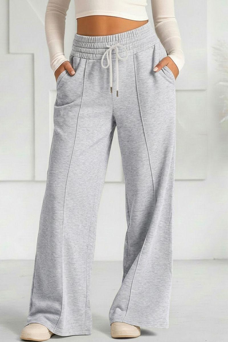 Pantalón Buzo Algodón Palazzo Elasticados Wide Leg Tiro Alto Oversize-0