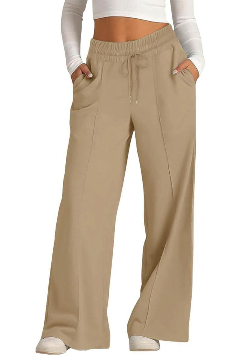 Pantalón Buzo Algodón Palazzo Elasticados Wide Leg Tiro Alto Oversize-0
