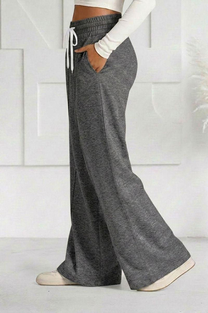 Pantalón Buzo Algodón Palazzo Elasticados Wide Leg Tiro Alto Oversize-2