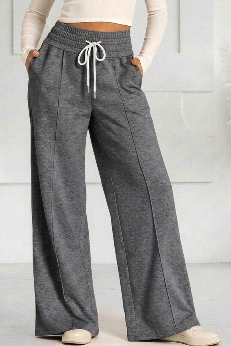 Pantalón Buzo Algodón Palazzo Elasticados Wide Leg Tiro Alto Oversize-4