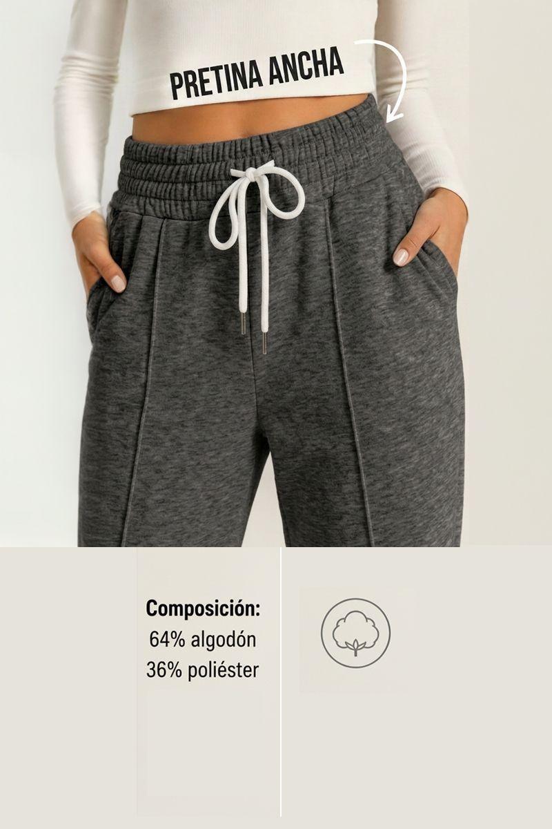 Pantalón Buzo Algodón Palazzo Elasticados Wide Leg Tiro Alto Oversize-6