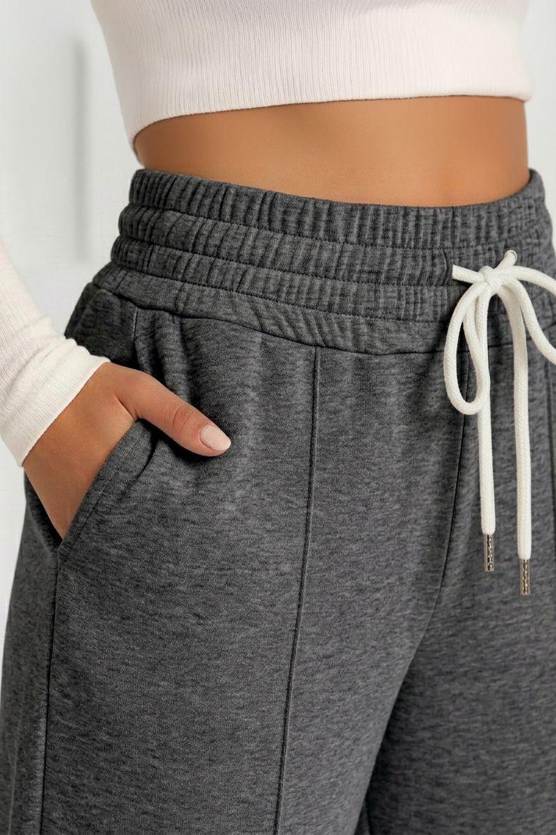 Pantalón Buzo Algodón Palazzo Elasticados Wide Leg Tiro Alto Oversize-7