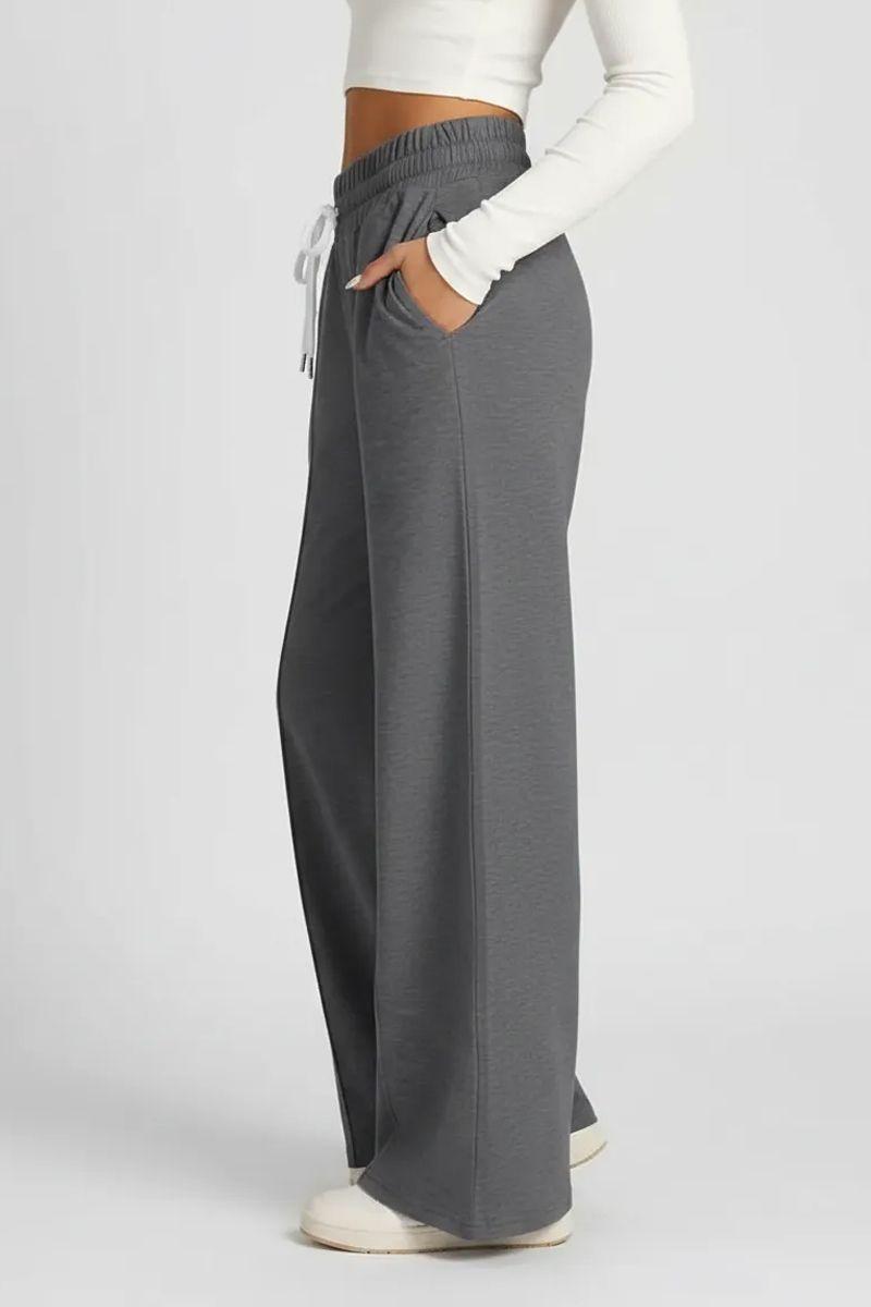 Pantalón Buzo Algodón - Pretina Ancha Palazzo Oversize Elasticados - Wide Leg-5