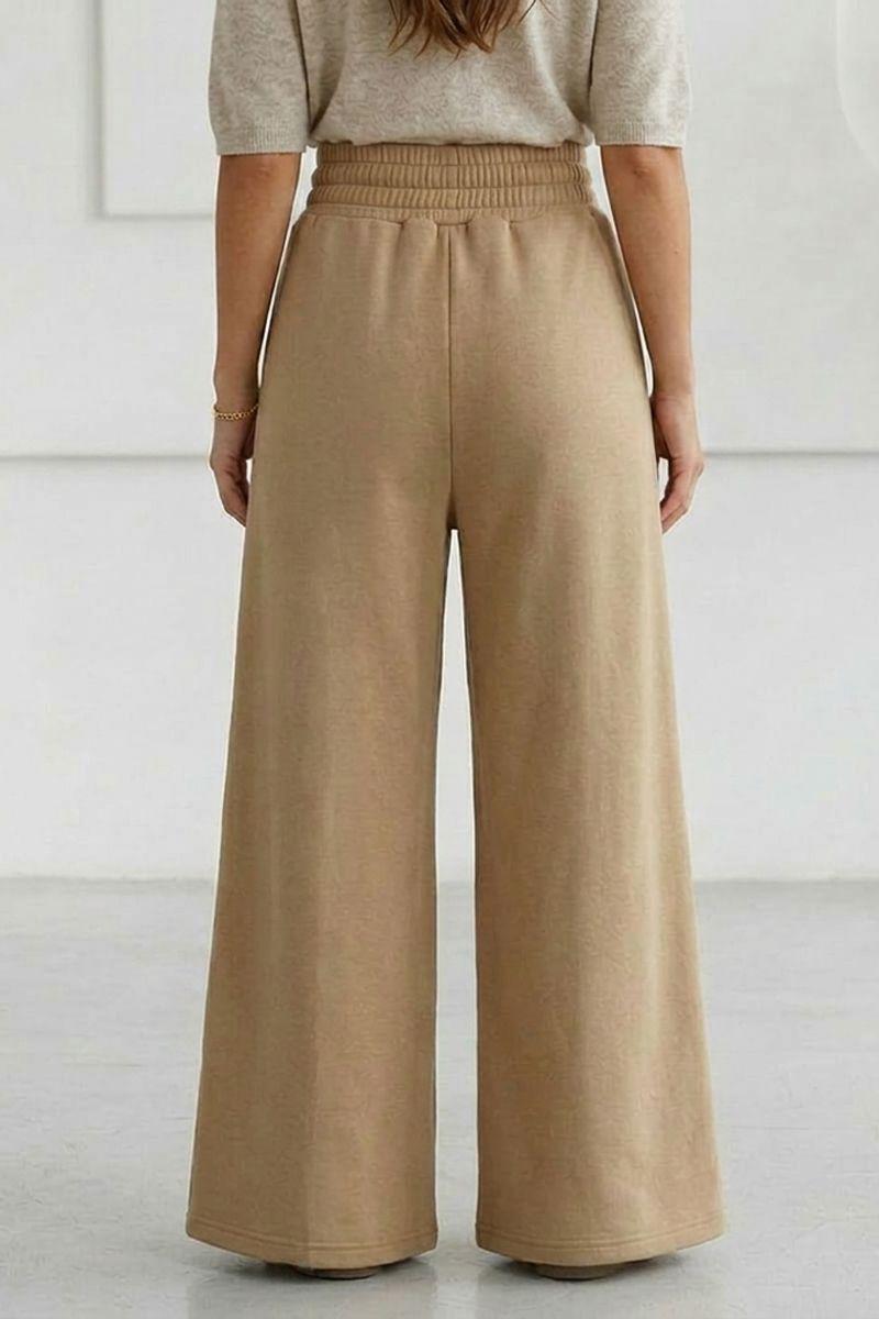 Pantalón Buzo Algodón - Pretina Ancha Palazzo Oversize Elasticados - Wide Leg-5