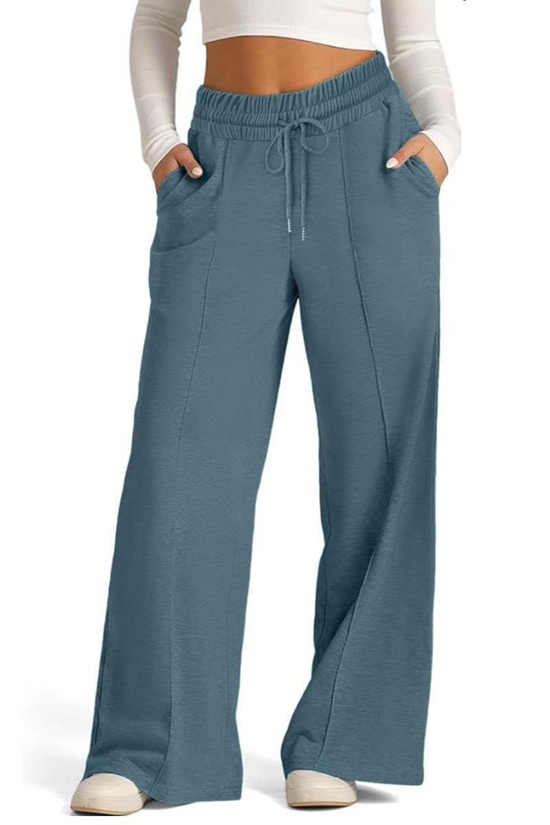 Pantalón Buzo Algodón - Pretina Ancha Palazzo Oversize Elasticados - Wide Leg-0