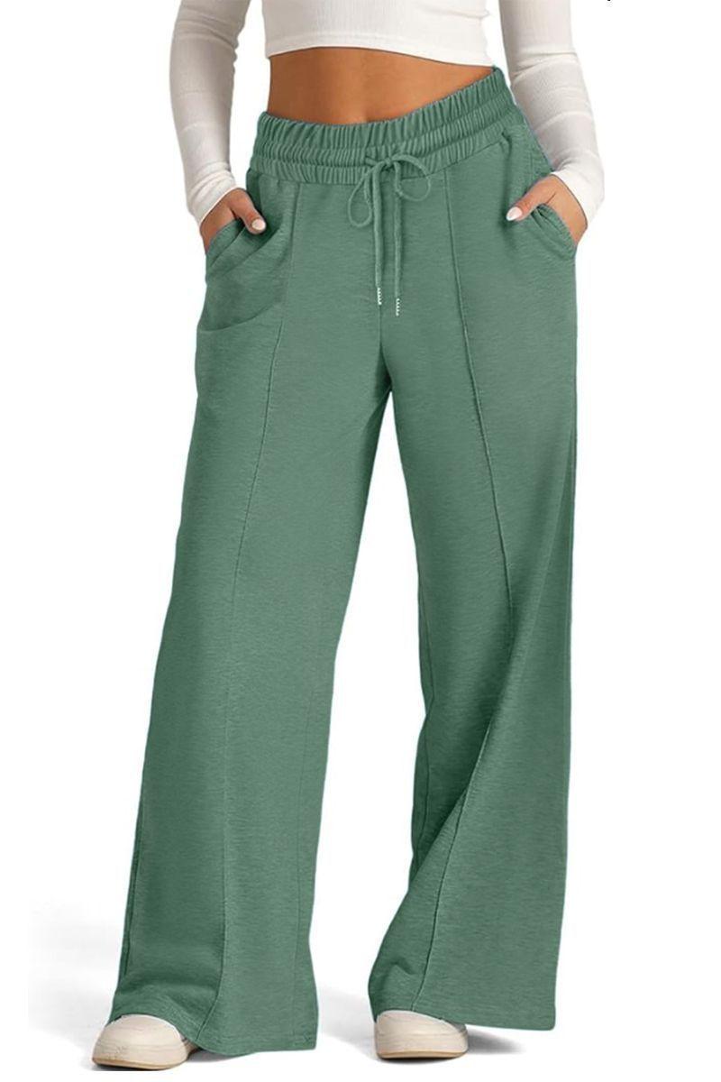 Pantalón Buzo Algodón - Pretina Ancha Palazzo Oversize Elasticados - Wide Leg-0