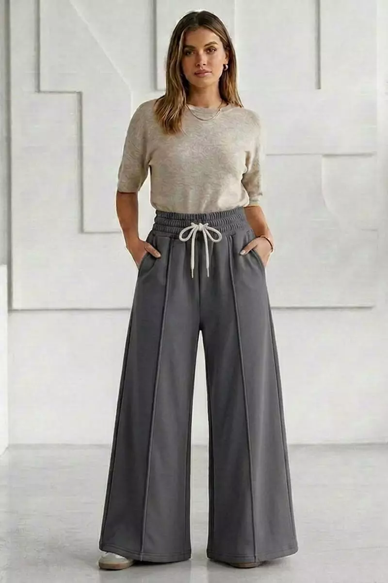 Pantalón Buzo Algodón Verano Pretina Ancha Palazzo Oversize Elasticados Wide Leg-2