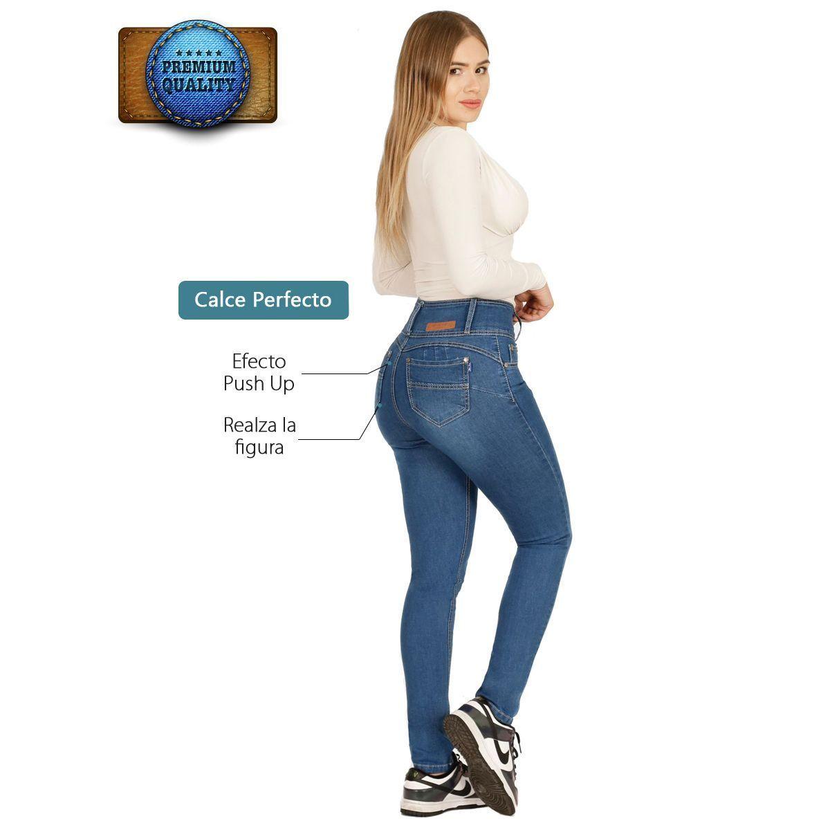 Jeans Pitillo Push Up Levanta Cola Corte Colombiano Calce Perfecto Escultor-1