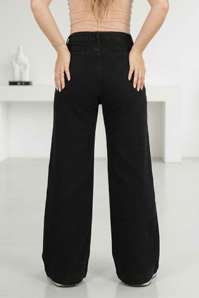 Jeans Wide Leg Palazzo Elasticado Tiro Alto Push Up Oversize-3