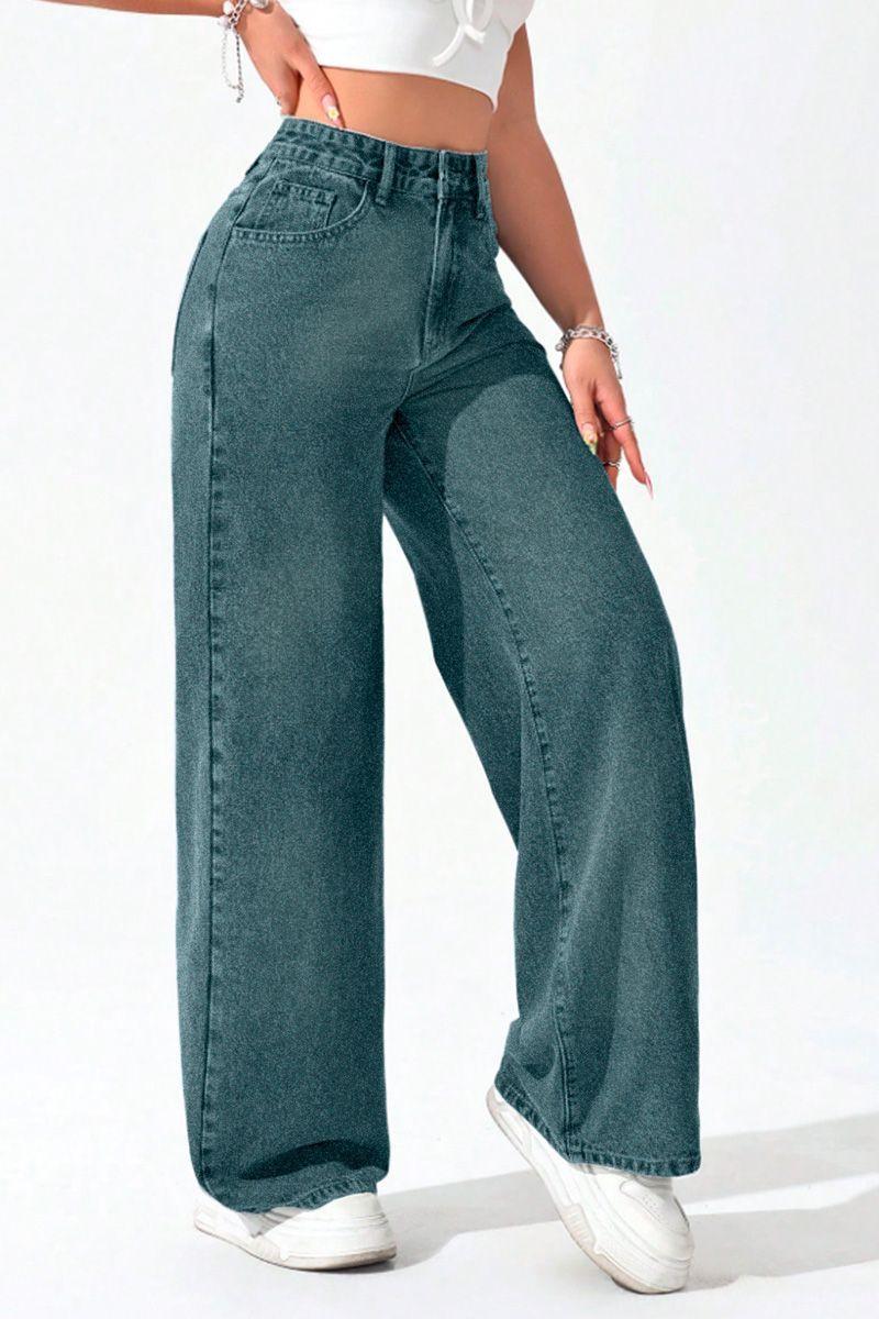 Jeans Wide Leg Palazzo Elasticado Tiro Alto Push Up Oversize-2