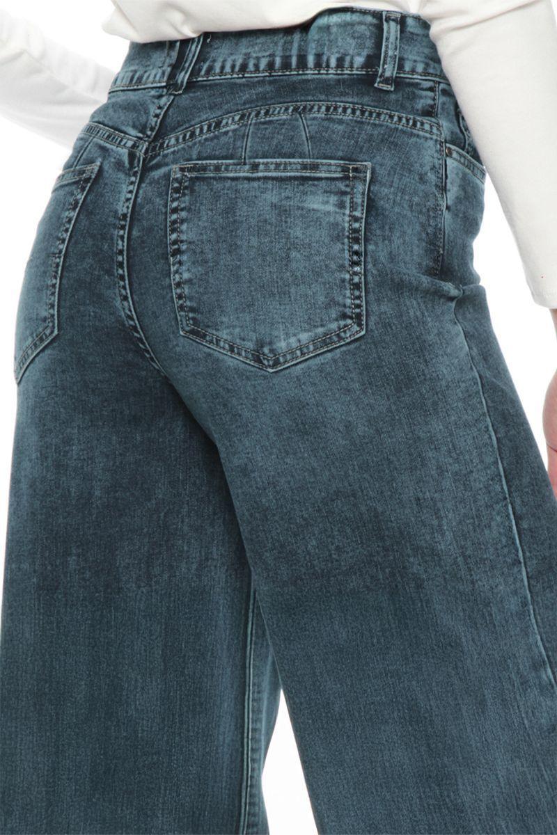 Jeans Wide Leg Palazzo Elasticado Tiro Alto Push Up Oversize-3