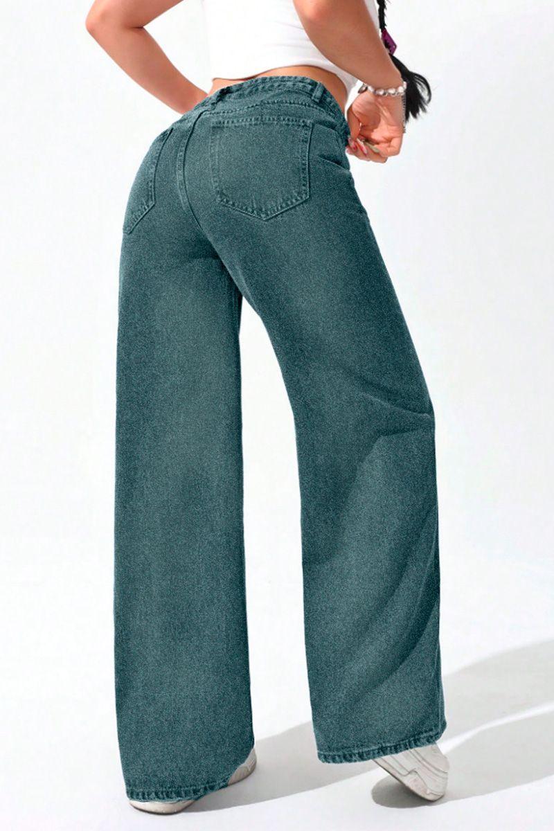 Jeans Wide Leg Palazzo Elasticado Tiro Alto Push Up Oversize-5