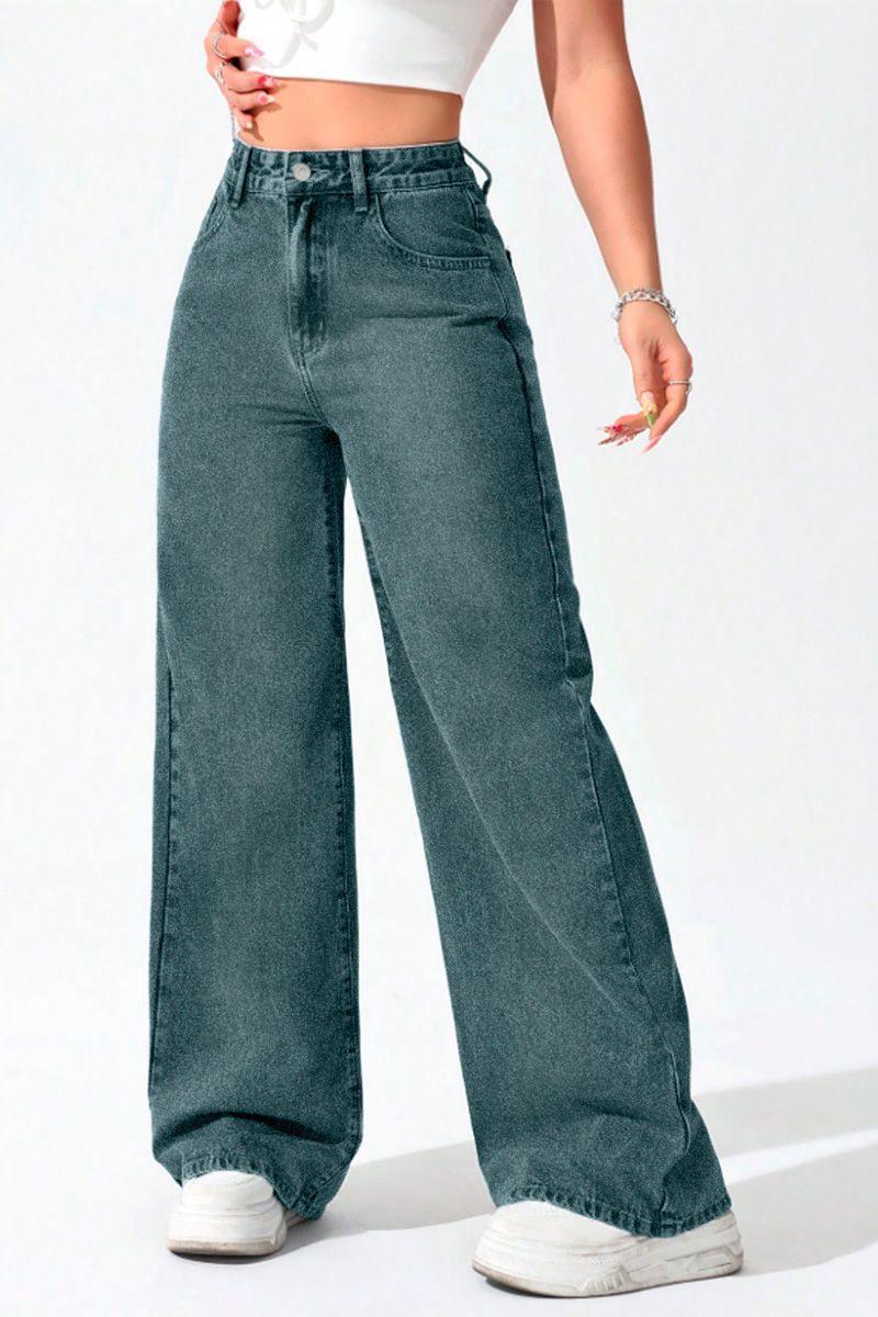 Jeans Wide Leg Palazzo Elasticado Tiro Alto Push Up Oversize-6