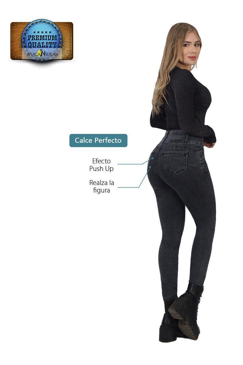 Jeans Pitillo Push Up Levanta Cola Corte Colombiano Calce Perfecto Gris Oscuro-3