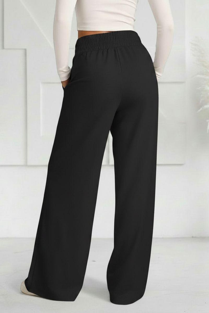 Pantalón Buzo Algodón Palazzo Pretina Ancha Elasticados Wide Leg-2