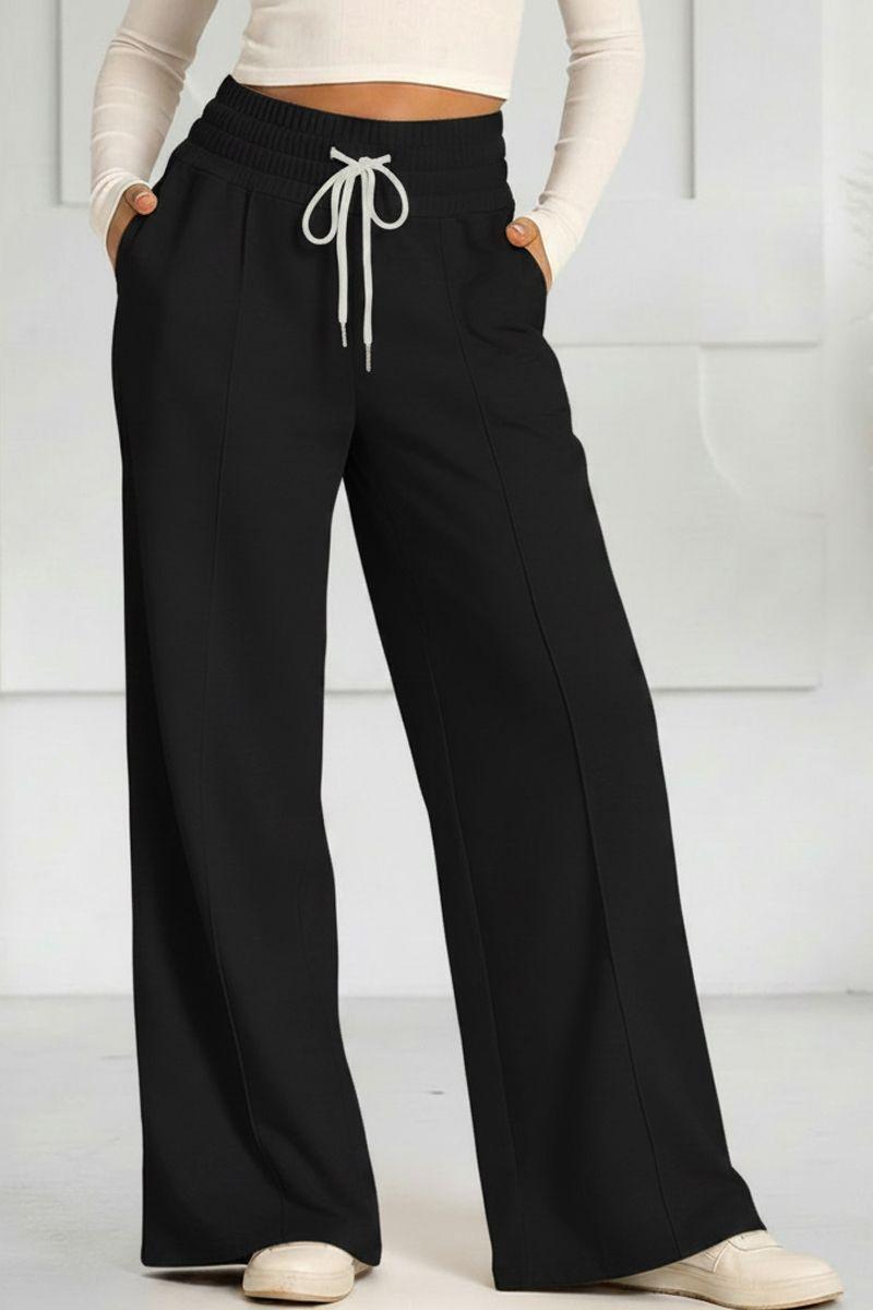 Pantalón Buzo Algodón Palazzo Pretina Ancha Elasticados Wide Leg-5