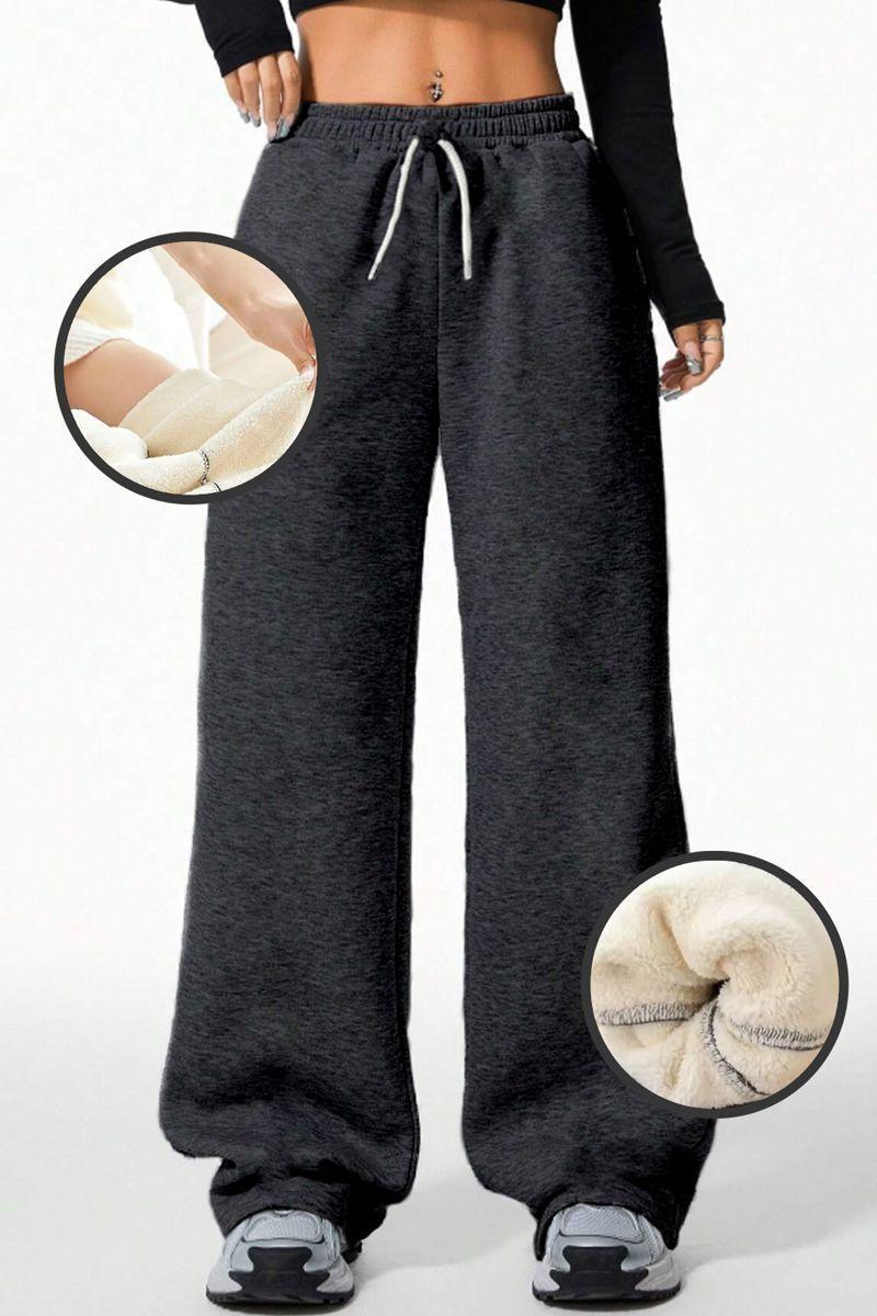 Pantalón Buzo Algodón Térmico Forrado en Chiporro Palazzo Wide Leg-0