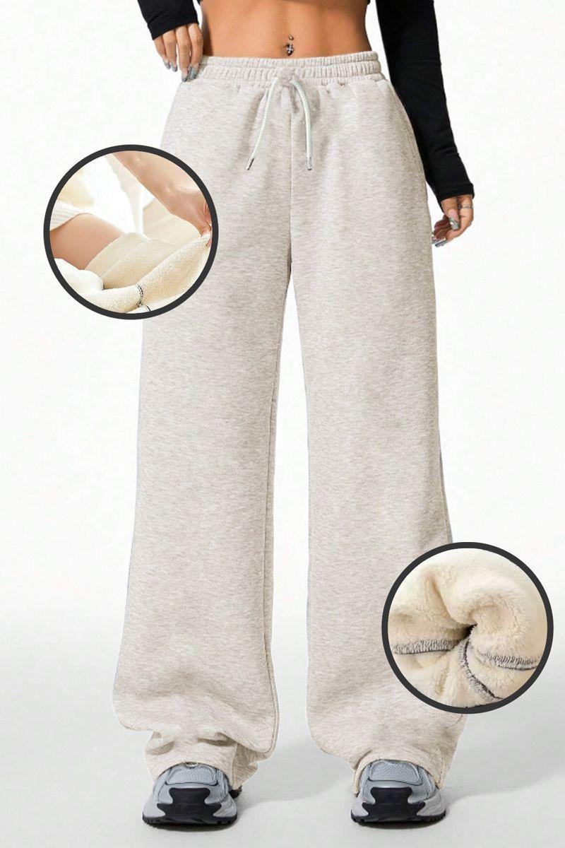 Pantalón Buzo Algodón Térmico Forrado en Chiporro Palazzo Wide Leg-0