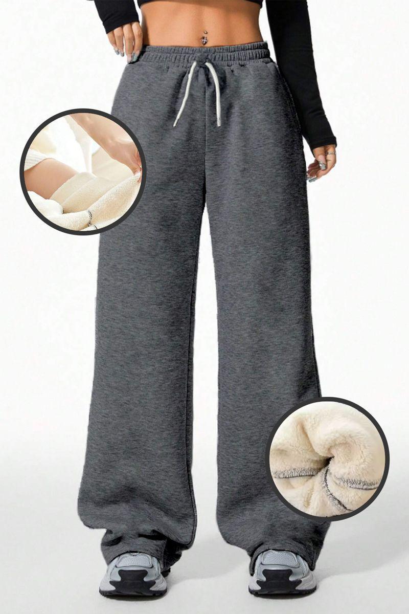 Pantalón Buzo Algodón Térmico Forrado en Chiporro Palazzo Wide Leg-0
