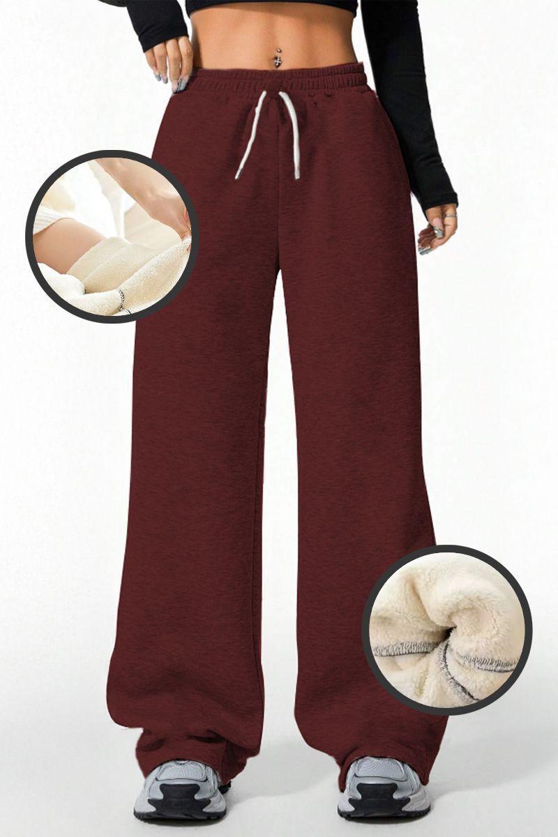 Pantalón Buzo Algodón Térmico Forrado en Chiporro Palazzo Wide Leg-0