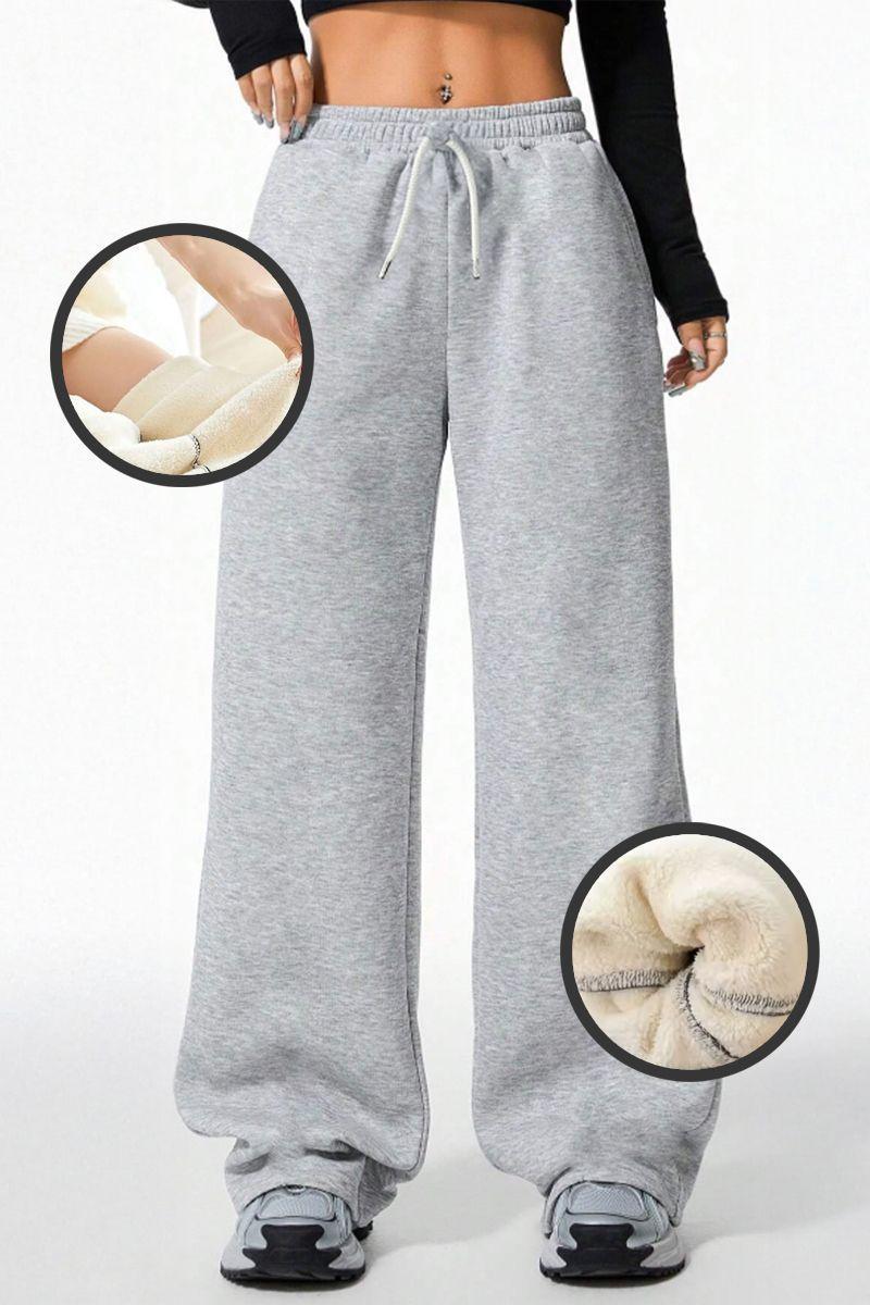 Pantalón Buzo Algodón Térmico Forrado en Chiporro Palazzo Wide Leg-0