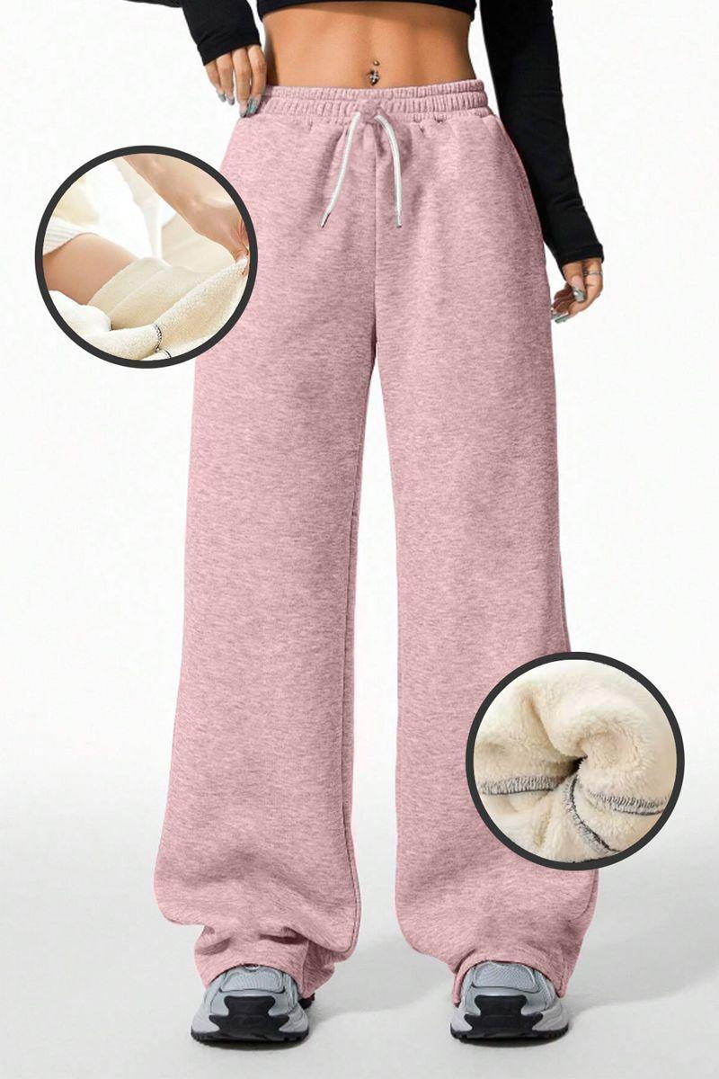 Pantalón Buzo Algodón Térmico Forrado en Chiporro Palazzo Wide Leg-0