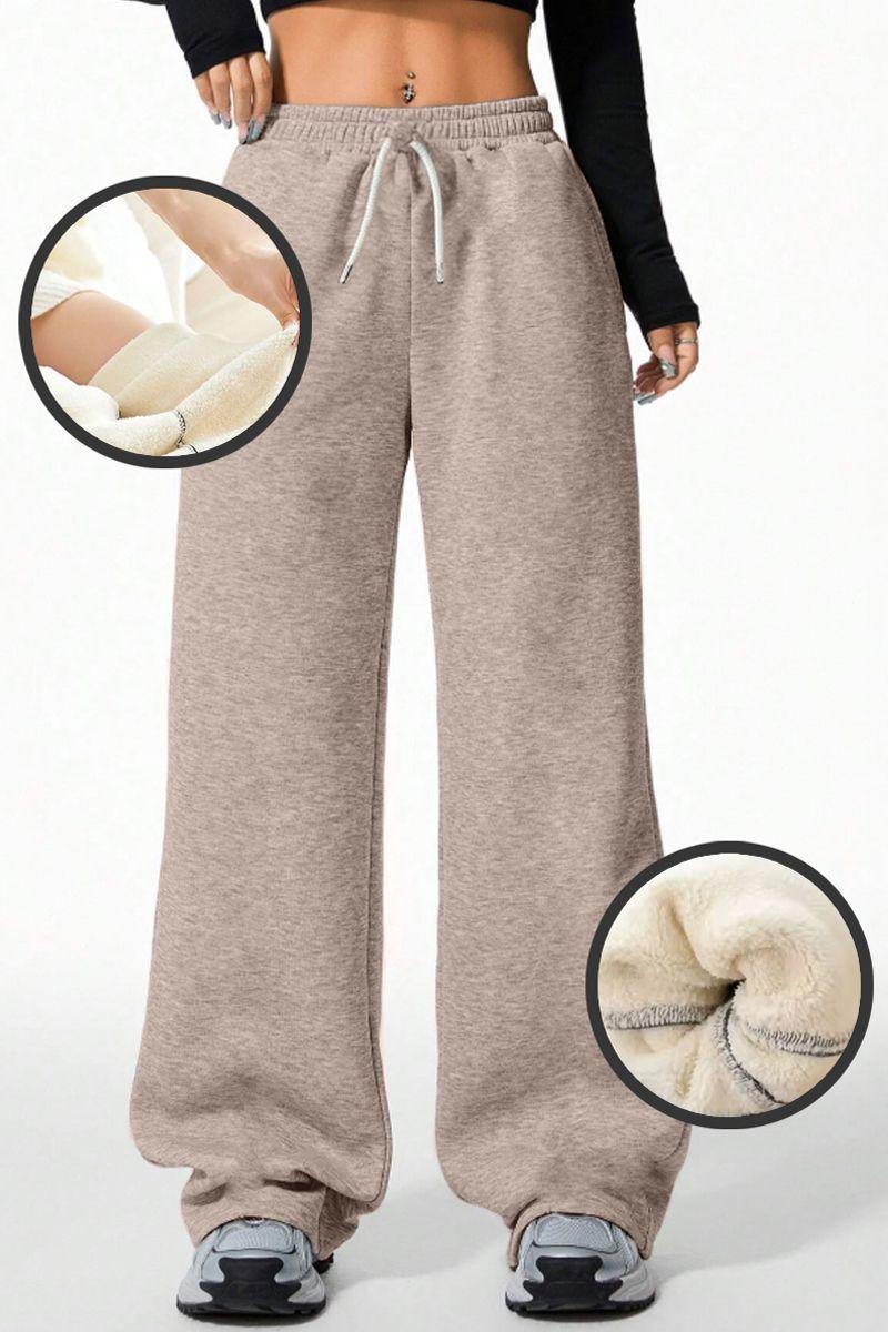 Pantalón Buzo Algodón Térmico Forrado en Chiporro Palazzo Wide Leg-0