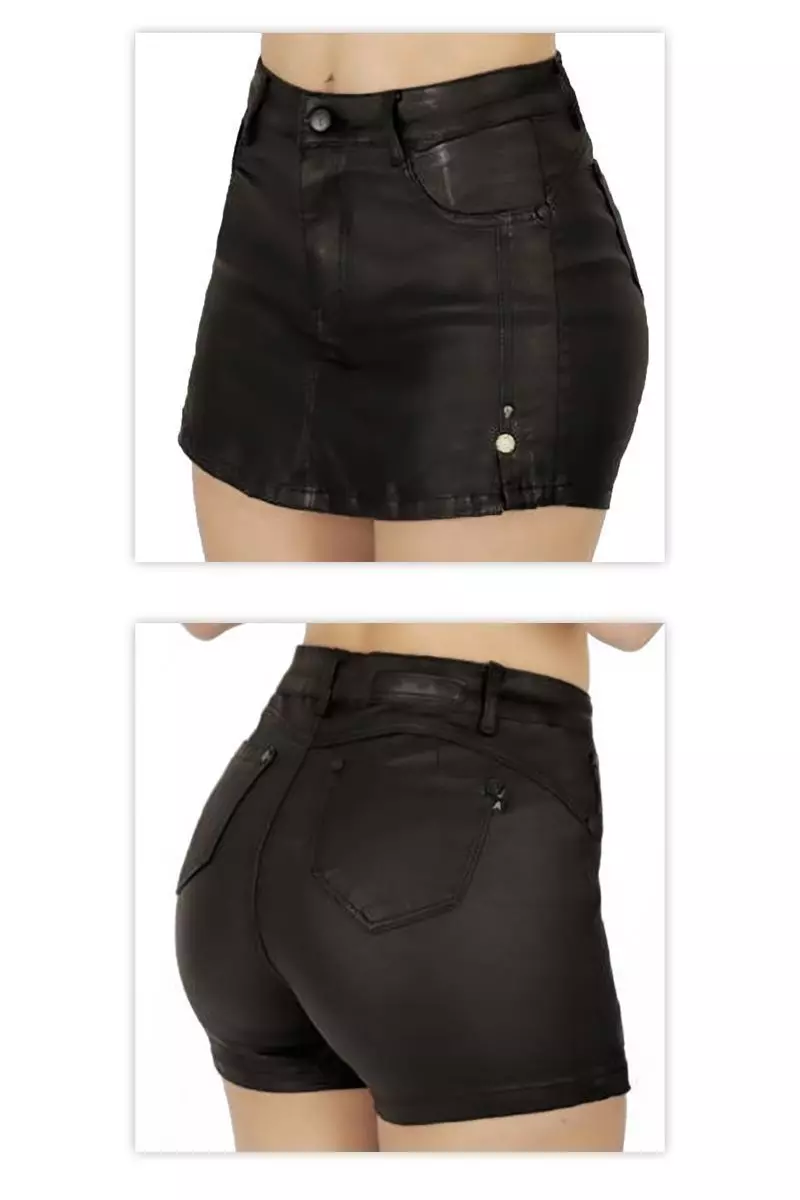 Falda Short Eco Cuero Full Push Up Levanta Cola Corte Colombiano Elasticadas-4