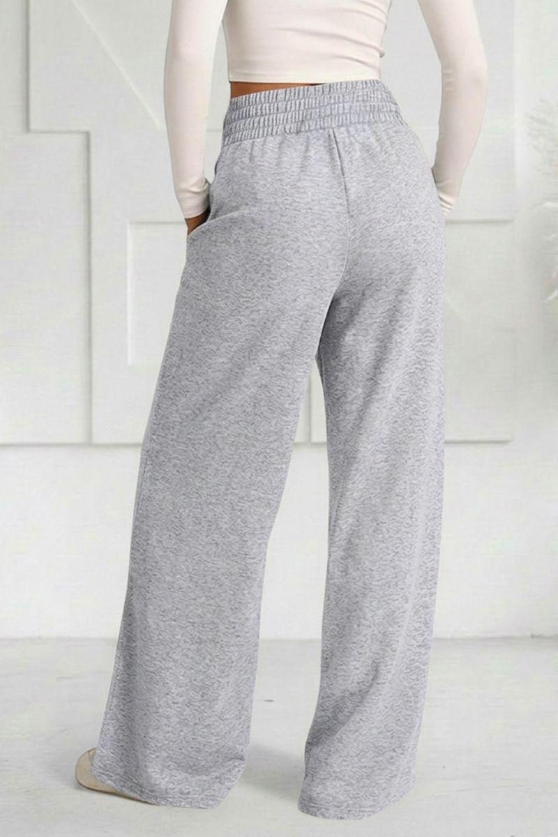 Pantalón Buzo Algodón Palazzo Con Polar Elasticados Wide Leg -2