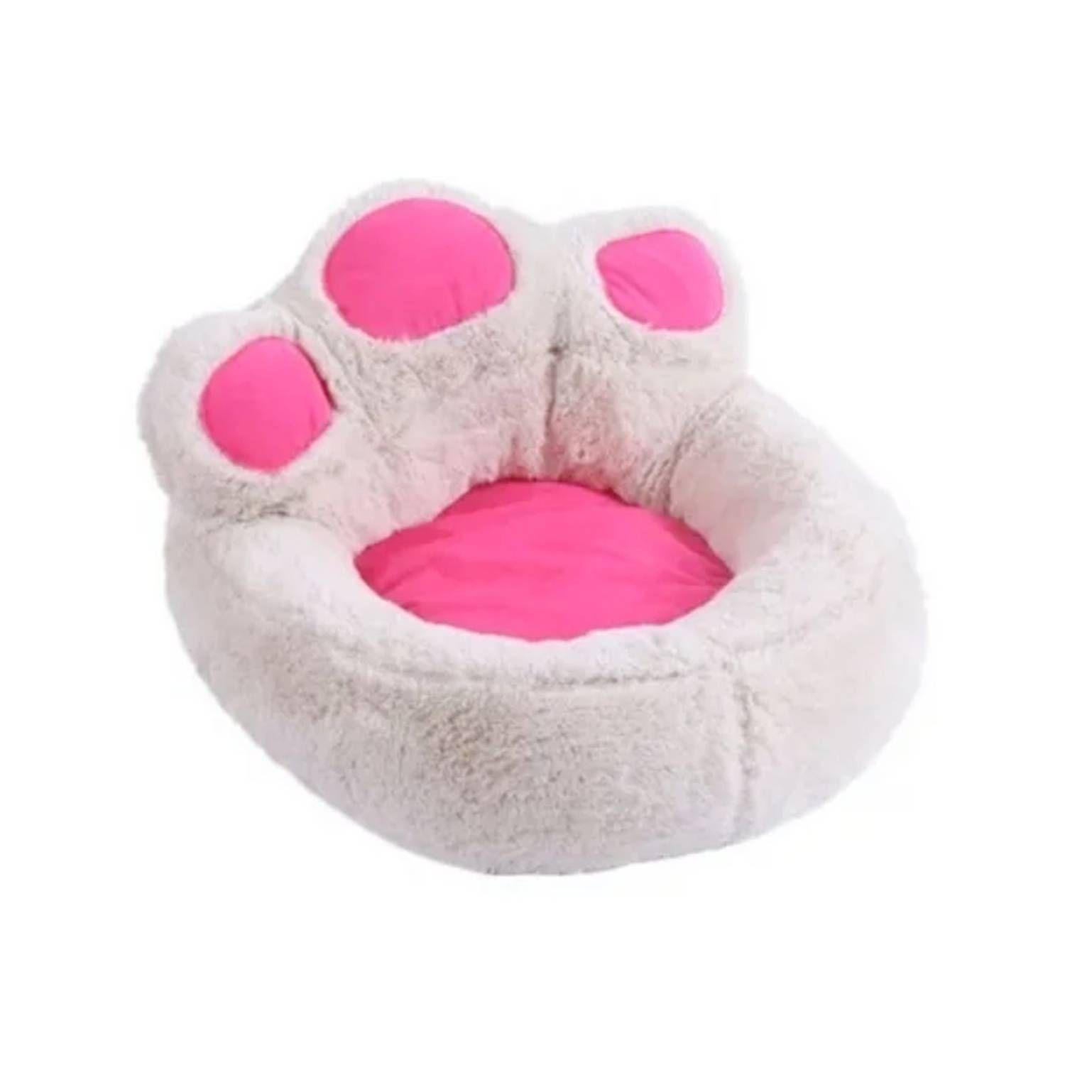 Cama para mascotas PATITAS BLANCO CON ROSADO TALLA M-0