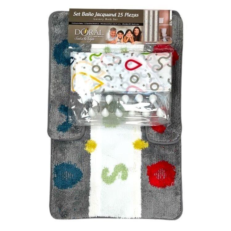 Set de Baño 15pcs Jacquard  Gotas Multicolor – Doral-0