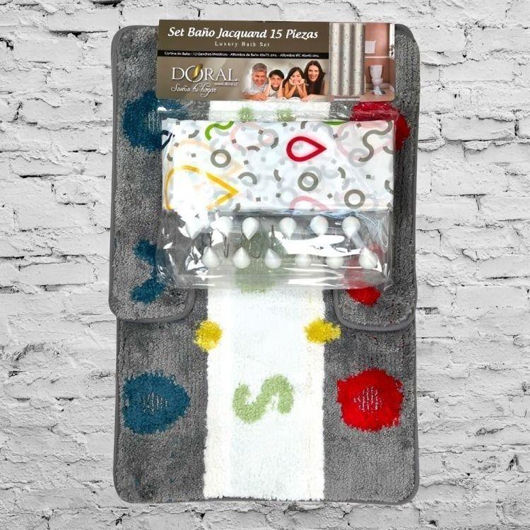 Set de Baño 15pcs Jacquard  Gotas Multicolor – Doral-1