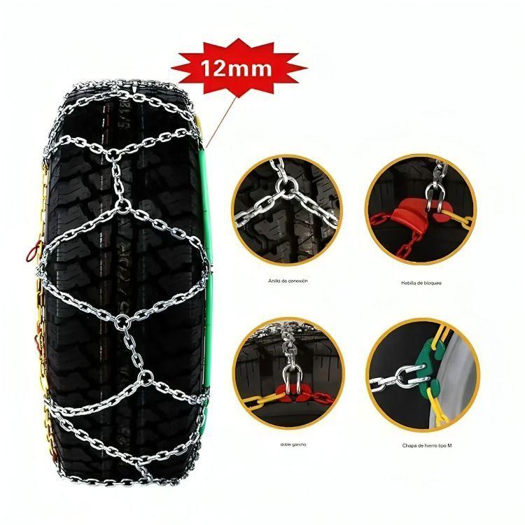 Cadena Para Nieve Barro Antideslizante Auto Par 12mm Kn-130-1