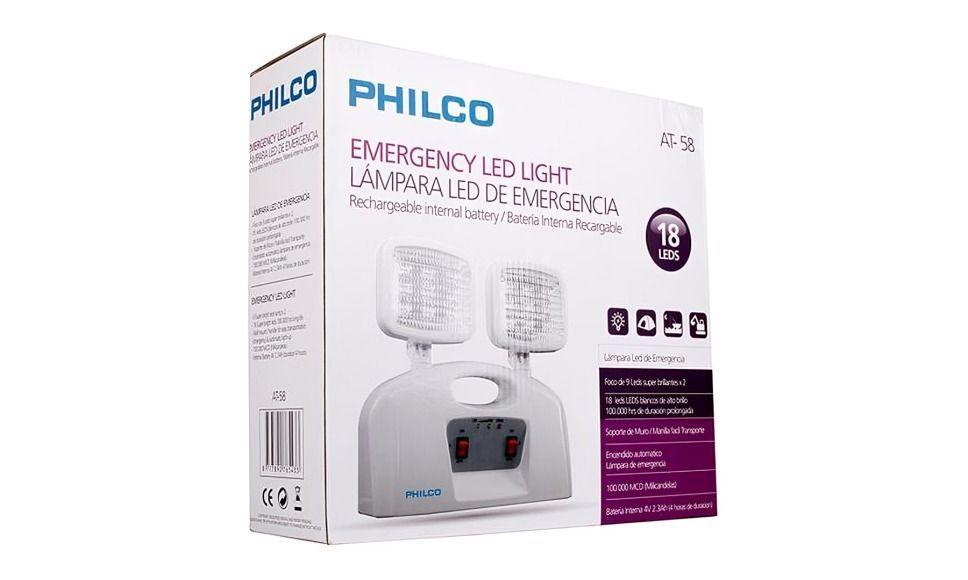 LAMPARA DE EMERGENCIA PHILCO 2 FOCOS-2