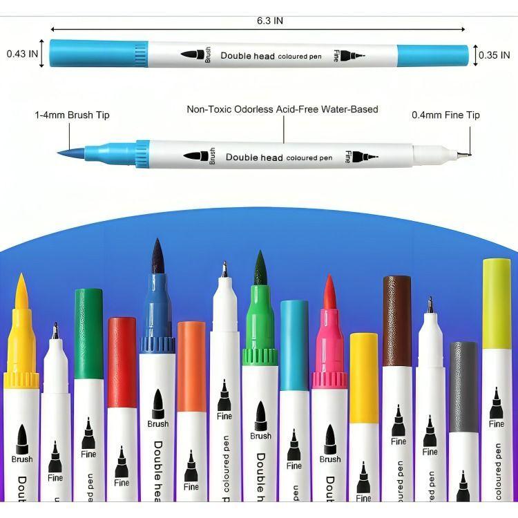 48 Marcadores De Doble Punta Tipo Pincel Colores-2